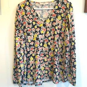 Loft coastal grey long sleeved floral blouse XL